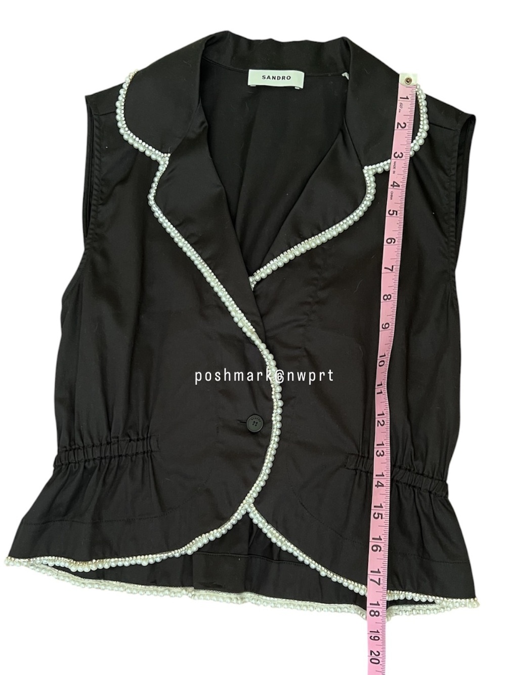 NWT ✨ SANDRO Beaded Blouse Tank Top Shirt Black XS 34 0 - Picture 7 of 10
